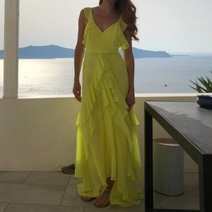 Bright Yellow Ruffle Maxi Dress